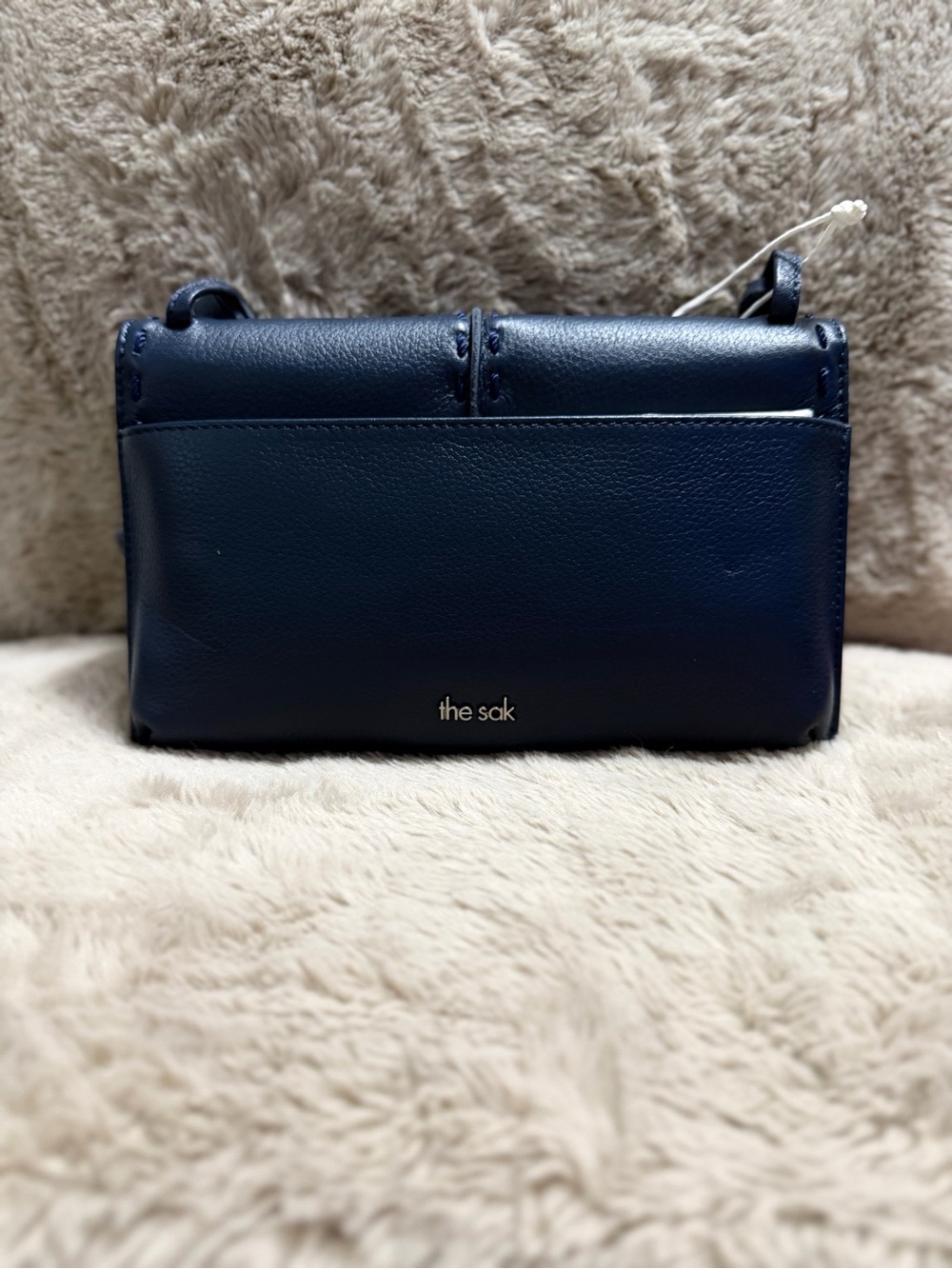The Sak Navy Leather Crossbody Bag with Front Slip Pocket